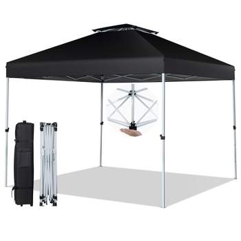 Tangkula 2-Tier 10' x 10' Pop-up Canopy Tent Instant Gazebo Adjustable Carry Bag w/ Wheel