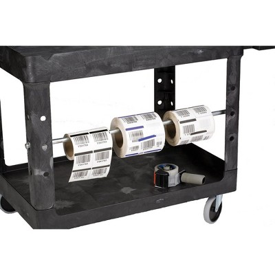 Ergonomic Black Heavy-Duty Utility Cart with Dual Shelves and Storage