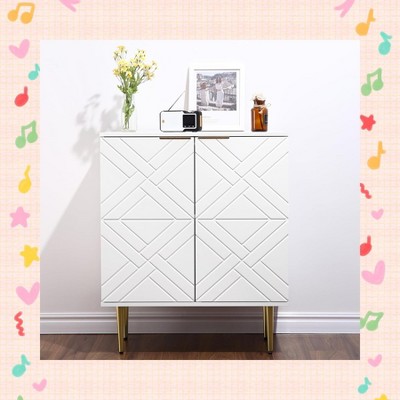 Garvee Stylish Storage Cabinet with 2 Doors – Modern White Accent Buffet Cabinet for Kitchen, Dining Room, Living Room & Hallway