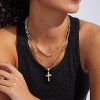 Layered Cross Necklace for Women - 14K Gold Plated CZ Pendant, Trendy Choker Jewelry Gift - 3 of 4
