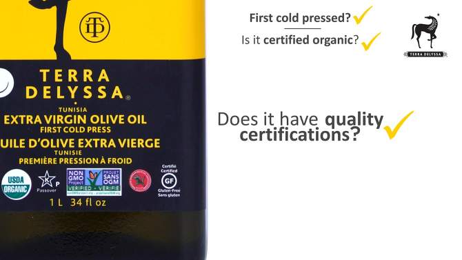 Terra Delyssa 100% Organic Extra Virgin Olive Oil - 34 fl oz, 2 of 9, play video