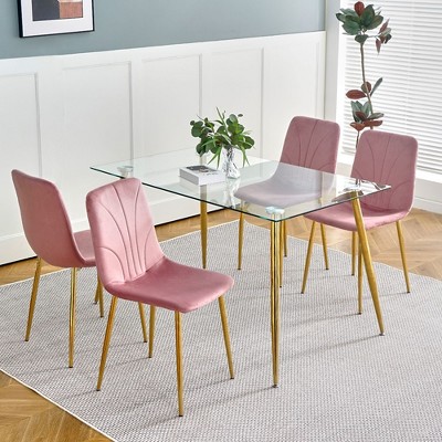 NicBex Dining Chair Set of 4 Kitchen Furniture Modern Upholstered Metal Legs Side Chair