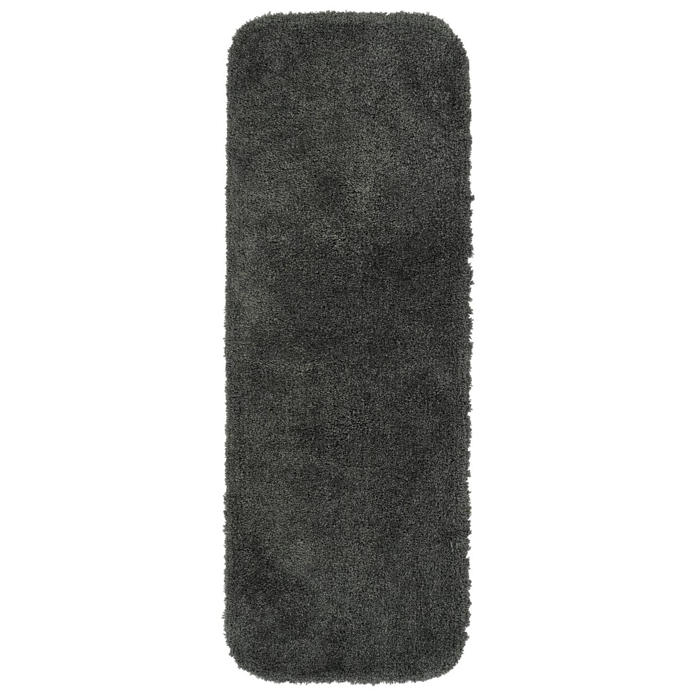 22inx60in Serendipity Solid Shaggy Washable Nylon Bath Runner Dark Gray - Garland