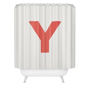 Deny Designs April Lane Art Block Monogram Shower Curtain - 1 of 3