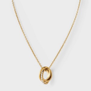 Tiny Tags 14K Ion Plated Pave Rolling Rings Necklace by Loverly