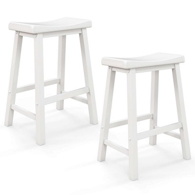 Costway Set of 2 Saddle Bar Stools Counter Height Dining Chairs with Wooden Legs Black/Gray/White