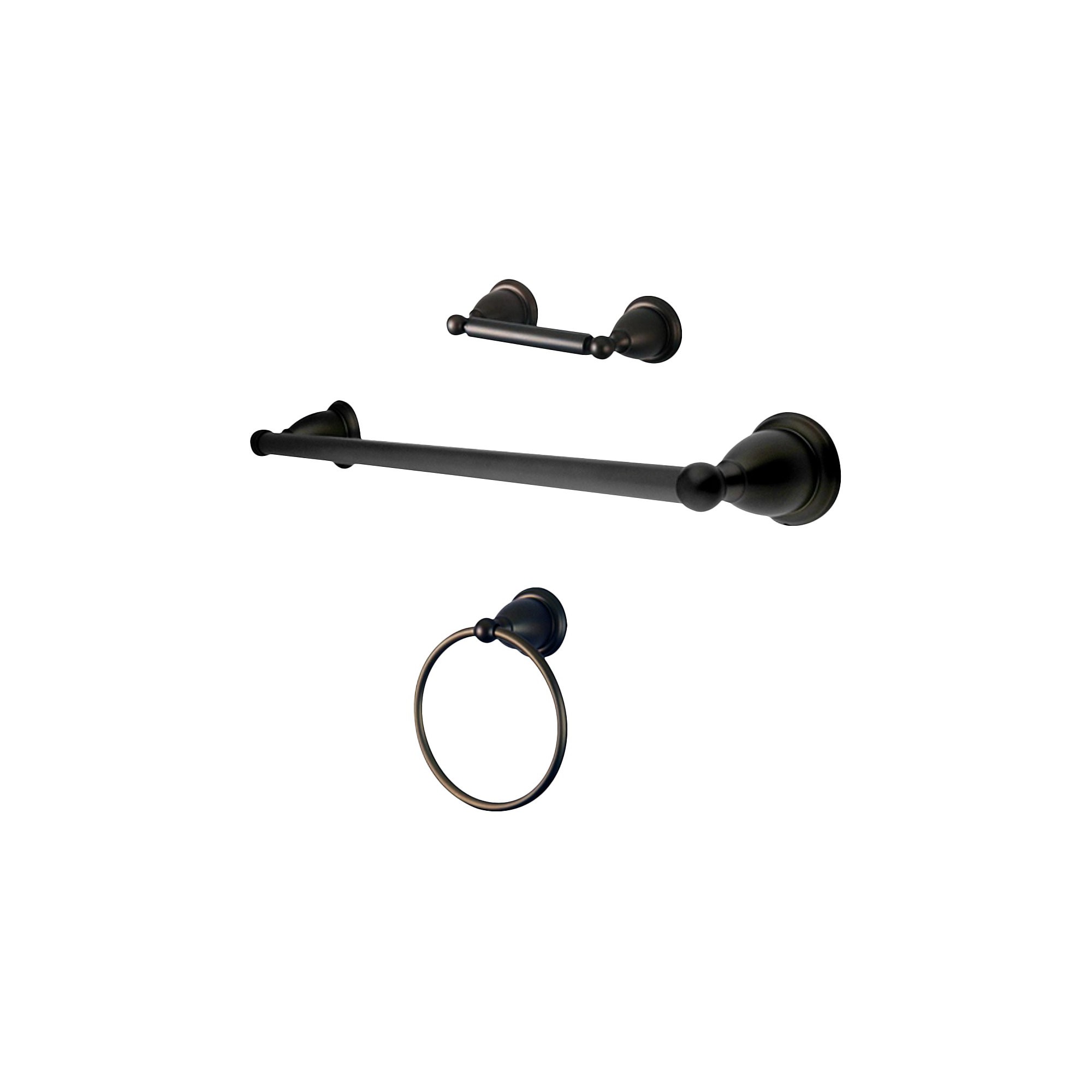 Traditional Solid Brass Oil Rubbed Bronze 3-piece Towel Bar Bath Accessory Set - Kingston Brass