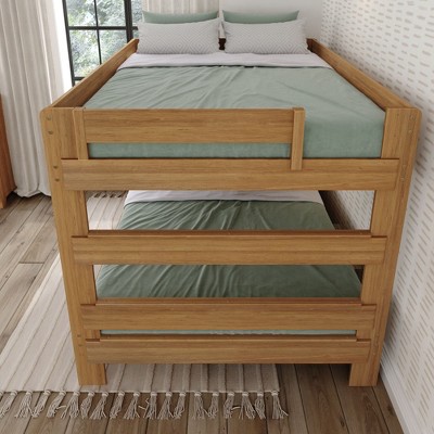 Rustic Pine Queen Over Queen Bunk Bed with Slats