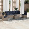 vidaXL 7 Piece Patio Sofa Set with Cushions Gray and Navy Blue Poly Rattan - With Table - 2 of 4
