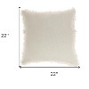 HomeRoots 22" Ivory Cotton Throw Pillow With Fringe - 3 of 4