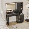 Fluted Vanity Table with Drawers and Cabinets,Modern Makeup Desk with Charging Station - 2 of 4