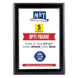 M&T Displays Opti Frame 8.5 x 11 In Wall Mount Front Loading Display Frame w/ Rounded Mitered Corners for Advertisements and Graphics, Black, 5 Count