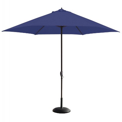 Astella  11 Ft. Aluminum Patio Umbrella W/ Crank Lift - Black Frame / Polyester Navy Blue Canopy LUNA116P117-P04