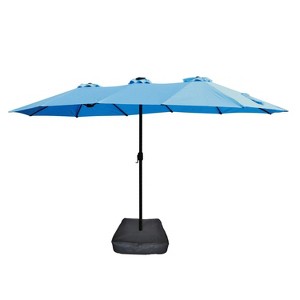 15x9ft Large Double-Sided Rectangular Outdoor Twin Patio Market Umbrella with light and base - 1 of 4