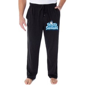 Frosty the Snowman Men's Christmas Holiday Cartoon Loungewear Pajama Pants Black - 1 of 3