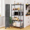 HONGGE Foldable Storage Shelves with Wheels, Heavy Duty Metal Shelving, No Assembly Organizer Wire Shelf Rack for Garage Kitchen, Pantry - 2 of 4