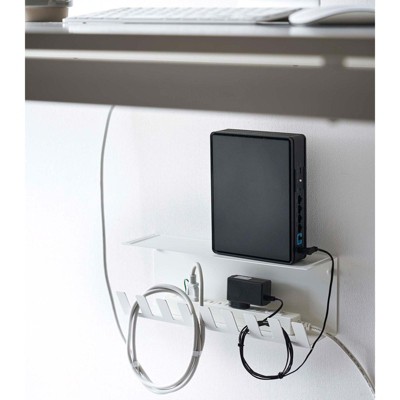 White Steel Under-Desk Cable Organizer with Hooks