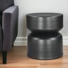 HomeRoots 20" Black Iron Round Drum End Table - 2 of 4