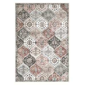 Washable Vintage Oriental Rug Non Slip Low Pile Rug Soft Throw Floor Cover Retro Foldable Indoor Carpet for Living Room Bedroom Playroom Nursery - 1 of 4