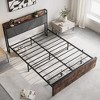 Lyngins Twin Size Platform Bed Frame with Storage Headboard ( 2 Outlets + 2 USB Ports), Under-Bed Storage, Gray Cotton Flax Upholstery - 2 of 4