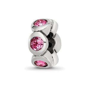 Black Bow Jewelry Sterling Silver October Crystal Birthstone, 6-Stone Bead Charm - 1 of 4