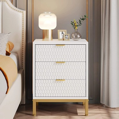 Hommoo 3-Drawer Nightstand White