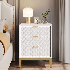 Hommoo 3-Drawer Nightstand White - 1 of 4