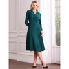INSPIRE CHIC Women's Notch Lapel Wrap Neck Long Sleeve A-Line Midi Pleated Dress - 2 of 4