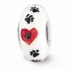Black Bow Jewelry Fenton White Cat Paw Prints Glass & Sterling Silver Bead Charm - 2 of 3