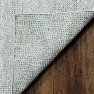 Light Blue Hand-Knotted Wool and Viscose Area Rug 8' x 10'