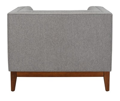 Gray Velvet and Wood Accent Chair with Tufted Design