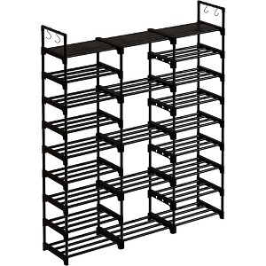 WOWLIVE 9-Tier Large Stackable Metal Shoe Rack Shelf Storage Tower Unit Cabinet Organizer for Closets, Fits 50 to 55 Pairs, Black - 1 of 4
