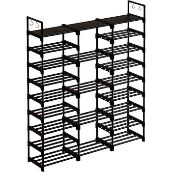 WOWLIVE 9-Tier Large Stackable Metal Shoe Rack Shelf Storage Tower Unit Cabinet Organizer for Closets, Fits 50 to 55 Pairs, Black