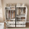 72" Wooden Tall Clothing Armoire Wardrobe Closet with 2 Drawers Hanging Rod and 18 Adjustable Shelves for Bedroom White - 3 of 4