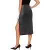 Womens Fashionable PU Leather Pencil Skirt Side Slit Slim Fit Skirt Drawstring - 2 of 4