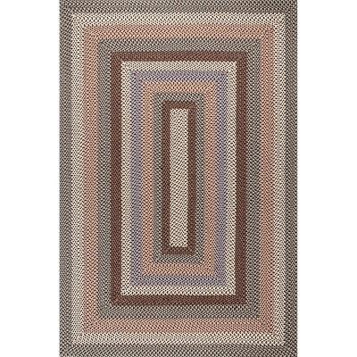 Nuloom Gwyneth Braided Borders Indoor and Outdoor Patio Area Rug, Brown, 5'x8'