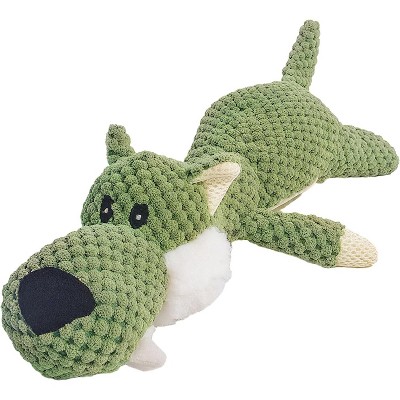 Plush Chew Toys for Large Dogs, Wolf Squeaky Dog Toys for Small Medium Large Dog, Durable Stuffed Pet Chew Toy for All Breeds - Large Size, Green