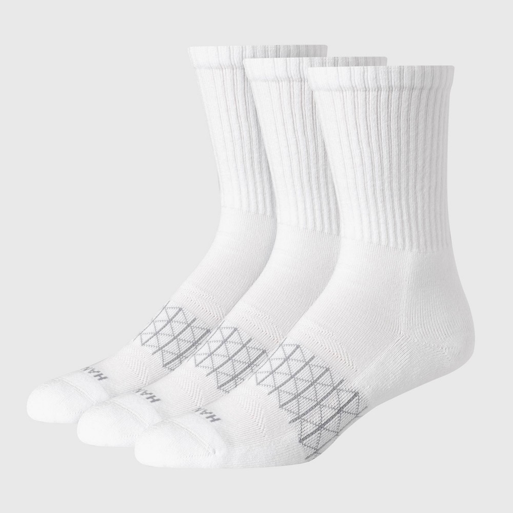 Hanes Premium Men's 3pk Absolute Active Crew Socks - White 6-12