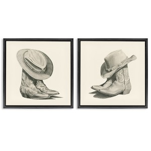 Stupell Industries Rustic Cowboy Boots 2pc Floating Frame Art Set - 1 of 4