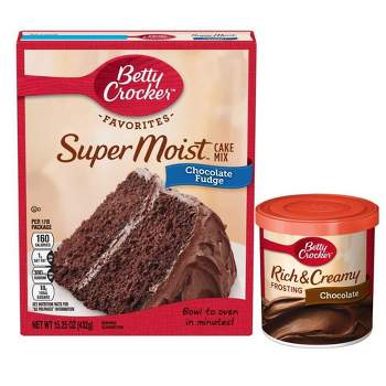 Betty Crocker Super Moist Chocolate Fudge Mix & Chocolate Frosting Bundle - 15.25oz