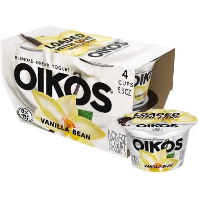 Oikos Blended Vanilla Bean Greek Nonfat Yogurt - 4ct/5.3oz Cups