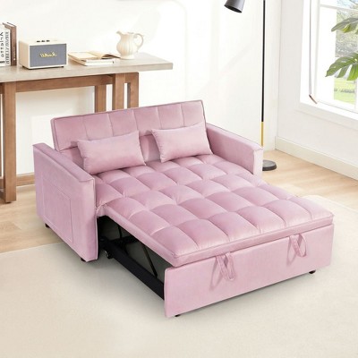 Resenkos 54 Inch Adjustable Backrest Sofa, Sofa Bed, Futon Sofa with Double Armrest and Pouch, Variable Bed for Living room, Bedroom, Gray