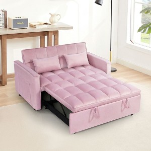 Resenkos 54 Inch Adjustable Backrest Sofa, Sofa Bed, Futon Sofa with Double Armrest and Pouch, Variable Bed for Living room, Bedroom, Gray - 1 of 4