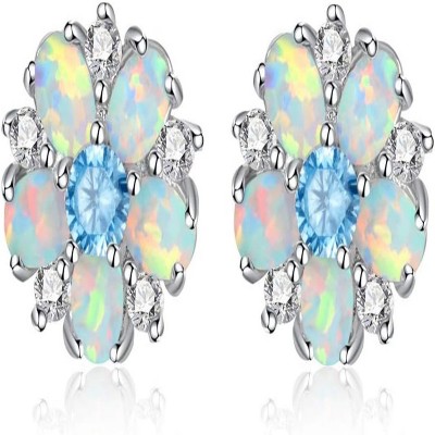 Attop White Gold/Rose Gold Plated Ladies Flower Stud Earrings Cute Unique Earrings