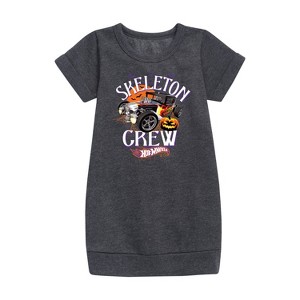 Girls' - Hot Wheels - Halloween Graphic Short Sleeve Fleece Dress - 1 of 3