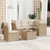 vidaXL 6 Piece Patio Sofa Set with Cushions Beige and Cream Poly Rattan - With Table - 2 of 4
