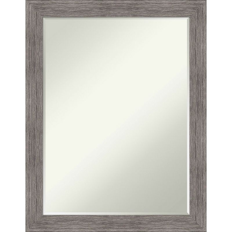 Amanti Art Pinstripe Plank Grey Narrow Petite Bevel Bathroom Wall Mirror 27.5 x 21.5 in., 1 of 9