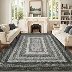 Area Rugs for Living Room Large Soft Washable Rug Cottage Rustic Braided Print Floor Cover Non Slip Non Shedding Stain - 1 of 4