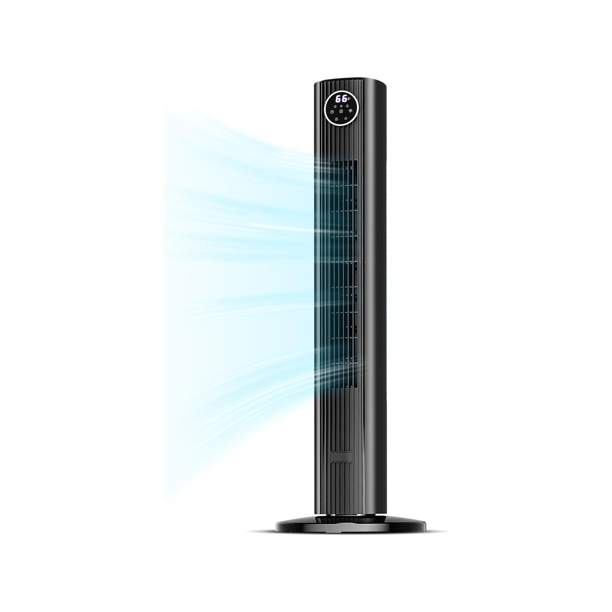 ZAFRO Tower Fan for Bedroom, Standing Bladeless Fan that Blows Cold Air for Home, 85¡ã Oscillating Quiet Cooling Floor Fans with Remote,(Black)