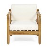 Homy Casa Acacia Wood Accent Lounge Chair with Cushioned Seat and Back, Natural - 4 of 4